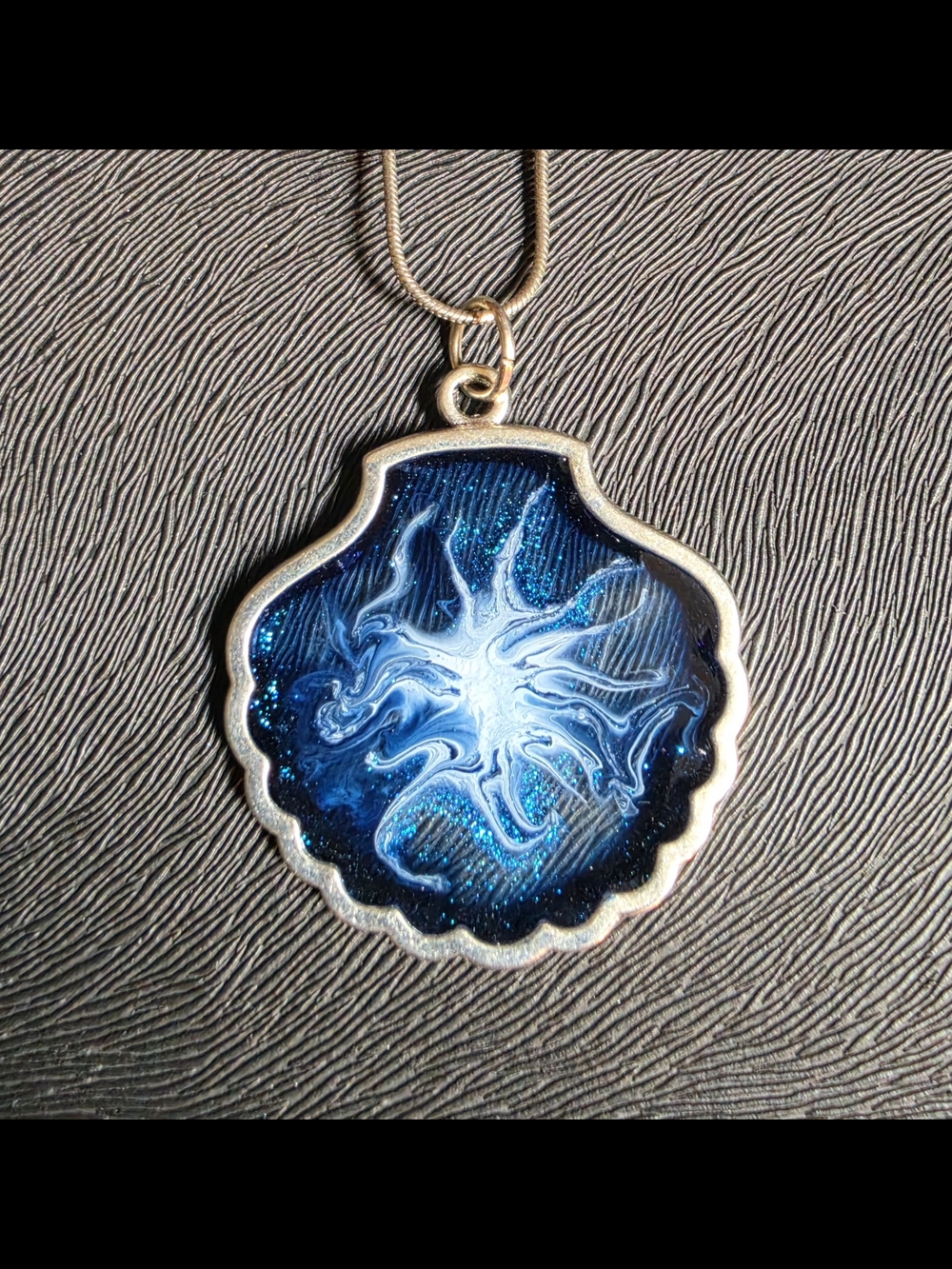 Blue Resin Starburst Pendant Necklace